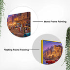 Varanasi Evening Ghat Boat Scene Canvas Painting for Home Decoration