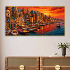 Varanasi Ganga Ghat Cultural Canvas Wall Décor Painting