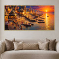 Varanasi Ganga Ghat Sunset Canvas Wall Painting