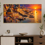 Varanasi Ganga Ghat Sunset Canvas Wall Painting