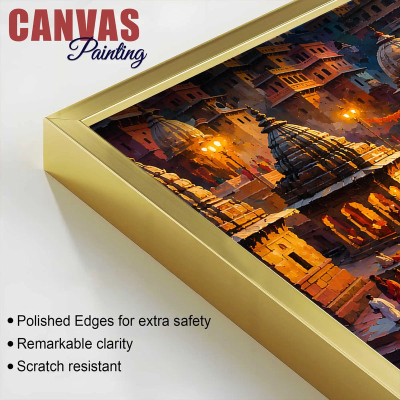 Varanasi Ganga Ghat Sunset Canvas Wall Painting