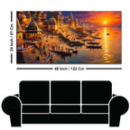 Varanasi Ganga Ghat Sunset Canvas Wall Painting