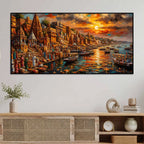 Varanasi Ganga River Scene Canvas Painting for Home and Office Wall Décor