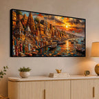 Varanasi Ganga River Scene Canvas Painting for Home and Office Wall Décor