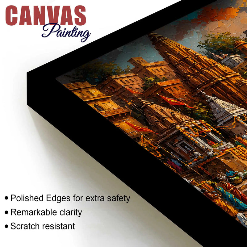 Varanasi Ganga River Scene Canvas Painting for Home and Office Wall Décor