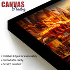 Varanasi Ghat Sunset Canvas Painting for Home Wall Decoration