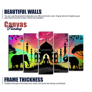 Vector Illustration Art Canvas Wall Painting Set of Five