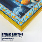 Veer Bajrangi Hanuman Floral Border Canvas Wall Painting