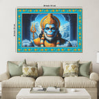 Veer Bajrangi Hanuman Floral Border Canvas Wall Painting