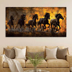 Velocious Running Black Horses Abstract Canvas Wall Painting