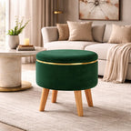 velvet-round-rich-green-ottoman-chair-with-wooden-legs