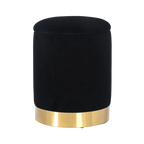 Velvet Rounded Shape Storage Ottoman with Golden Metal Finish