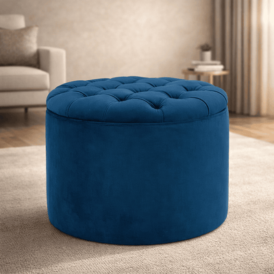 velvet-tufted-blue-rounded-shaped-storage-ottoman