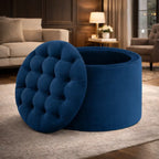 velvet-tufted-blue-rounded-shaped-storage-ottoman