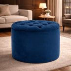 velvet-tufted-blue-rounded-shaped-storage-ottoman