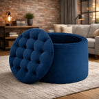 velvet-tufted-blue-rounded-shaped-storage-ottoman