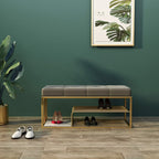 Velvet Upholstered Luxurious Golden Shoe Rack Bench Organizer