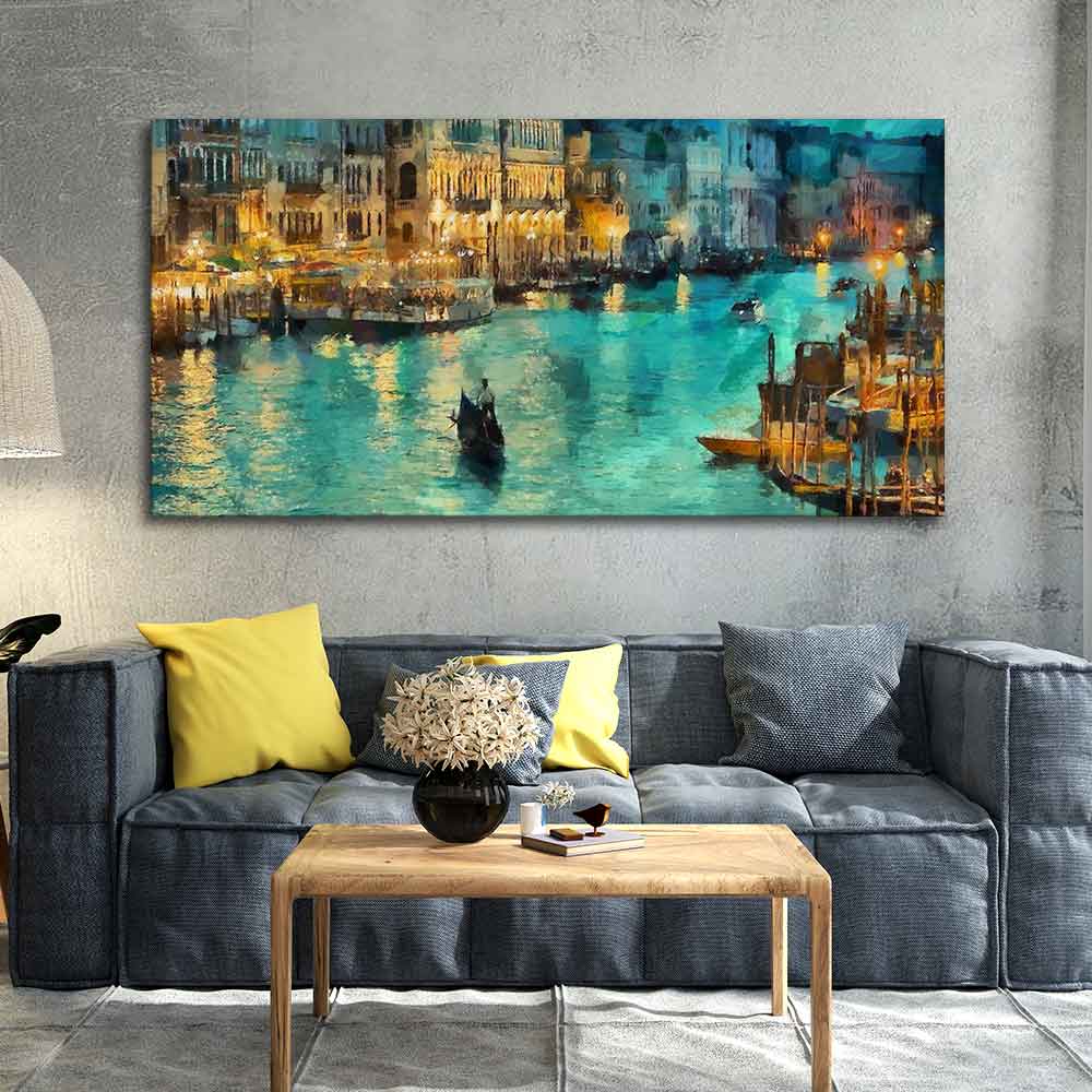 Venice City at Night Canvas Wall Painting