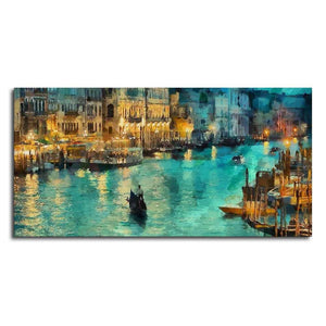 Venice City at Night Canvas Wall Painting