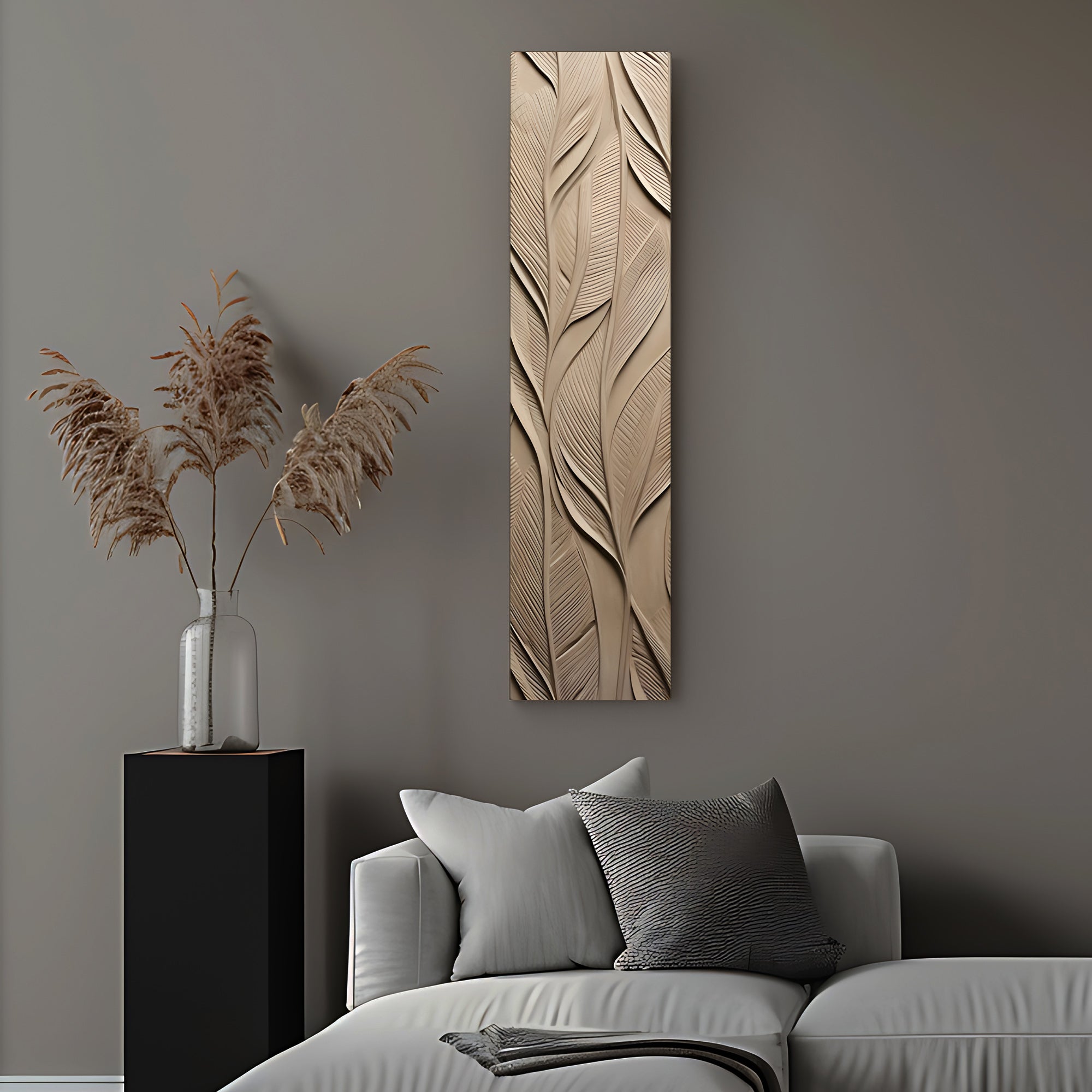 Vertical Botanical Relief Tall Leaf Texture 3D Wall Art Home Decor