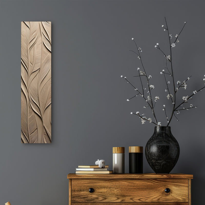 Vertical Botanical Relief Tall Leaf Texture 3D Wall Art Home Decor