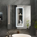 Vertical LED Light Mirror Cabinet with Touch Sensor & Soft Close Doors