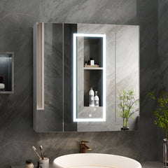 Vertical LED Light Mirror Cabinet with Touch Sensor & Soft Close Doors