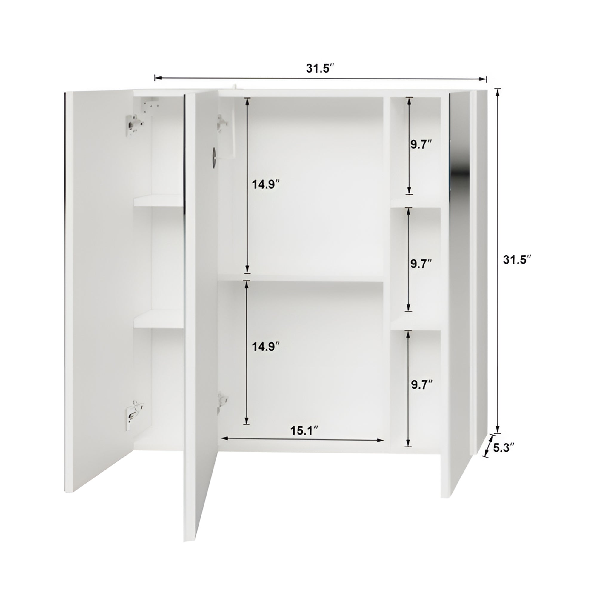 Vertical LED Light Mirror Cabinet with Touch Sensor & Soft Close Doors