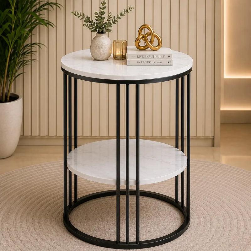 2-Tier Round Shape Modern Designer End Side Table