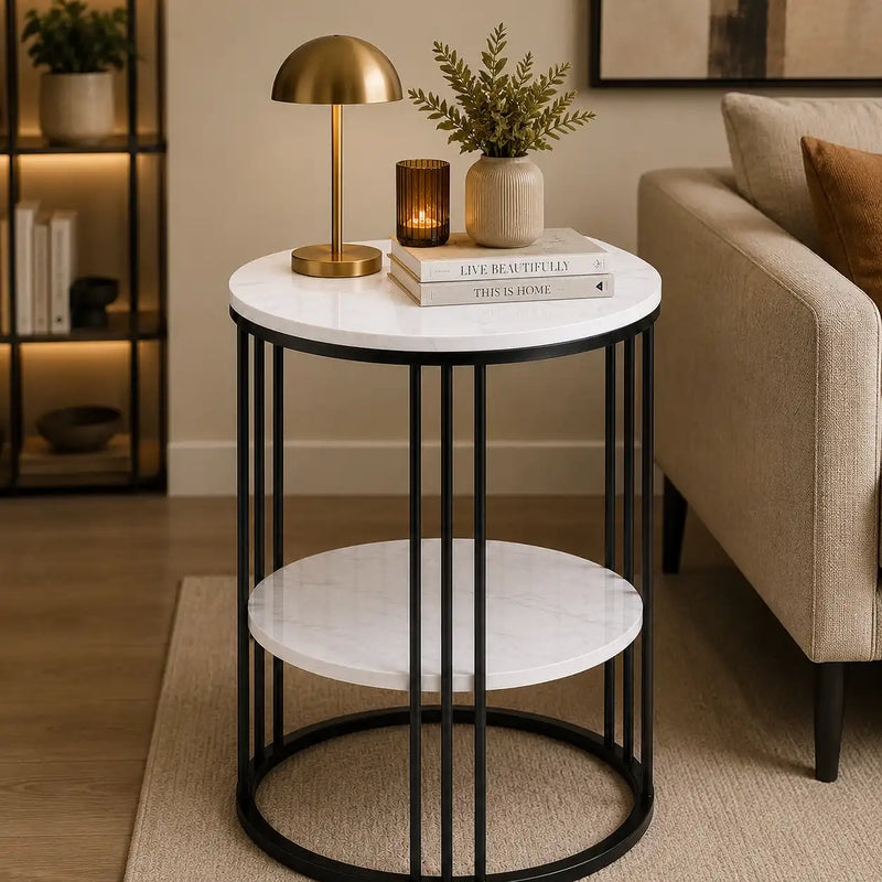 2-Tier Round Shape Modern Designer End Side Table