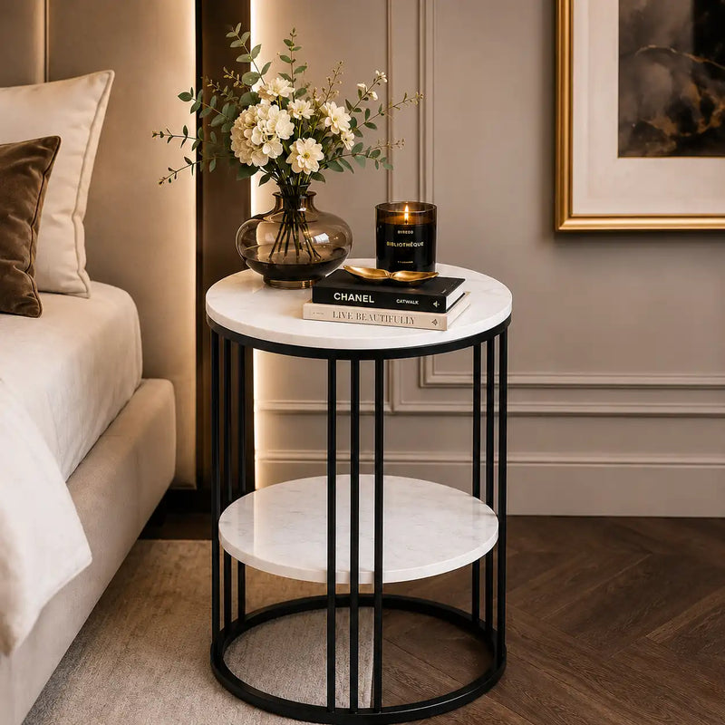 2-Tier Round Shape Modern Designer End Side Table