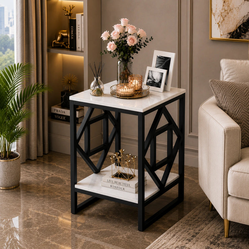 2-Tier Square Shape Modern Designer End Side Table