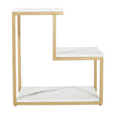 3-Tier Modern Side Table with Storage Shelf with Golden Metal Finish