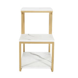 3-Tier Modern Side Table with Storage Shelf with Golden Metal Finish