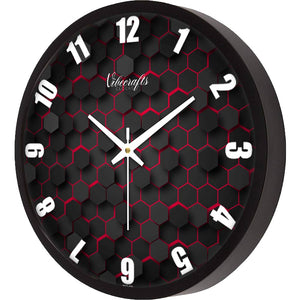 3D Hexagon Printed Wall Clock For Living Room