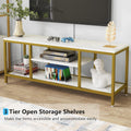 5-Tier Rectangle White Marble Gold Entryway Console Table