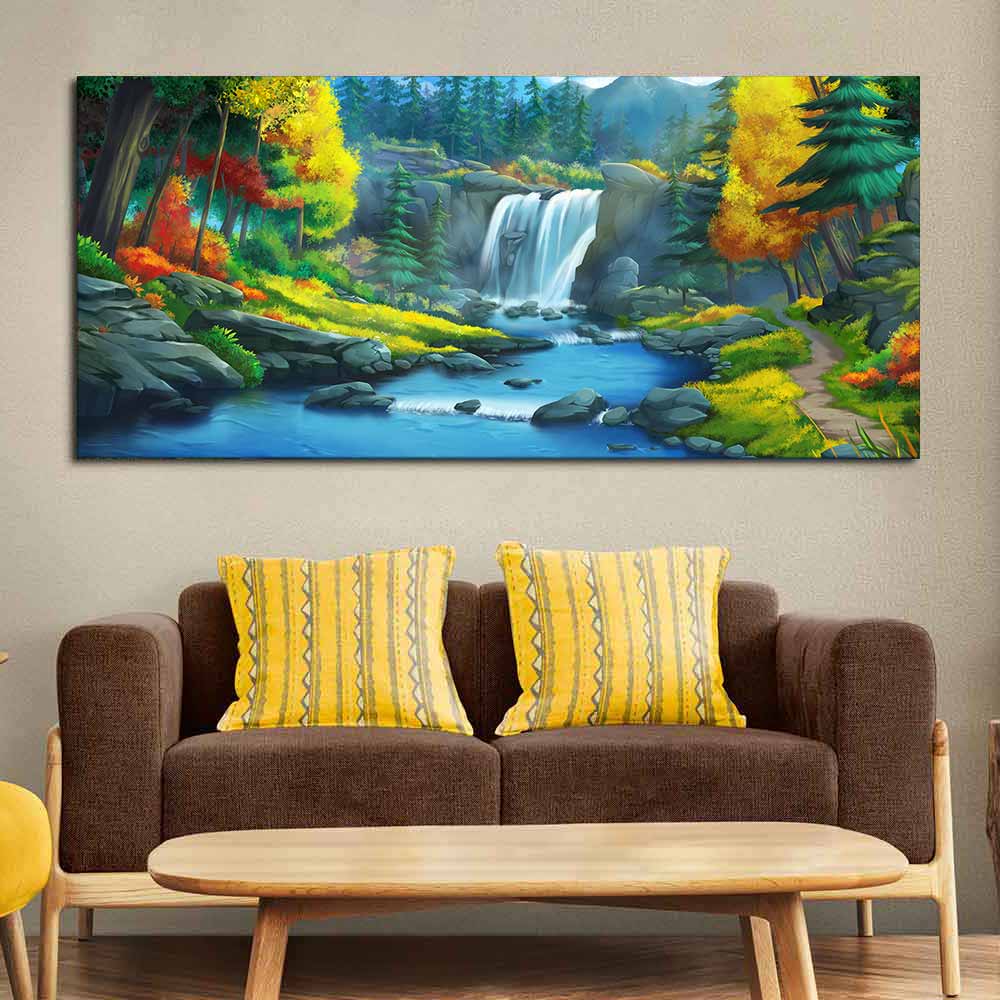 beautiful waterfall painting on canvas