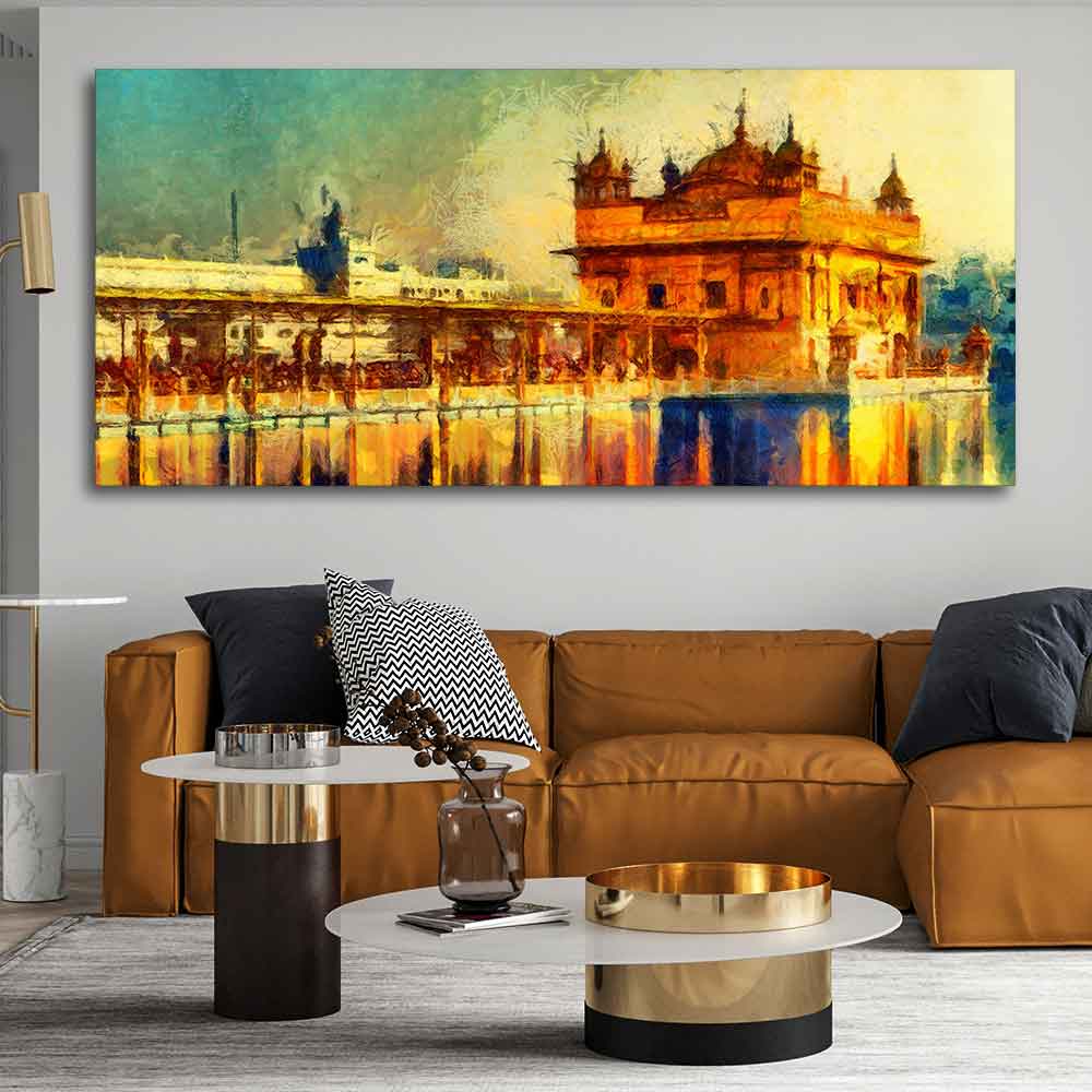 A Classic Canvas Wall Painting of Golden Temple