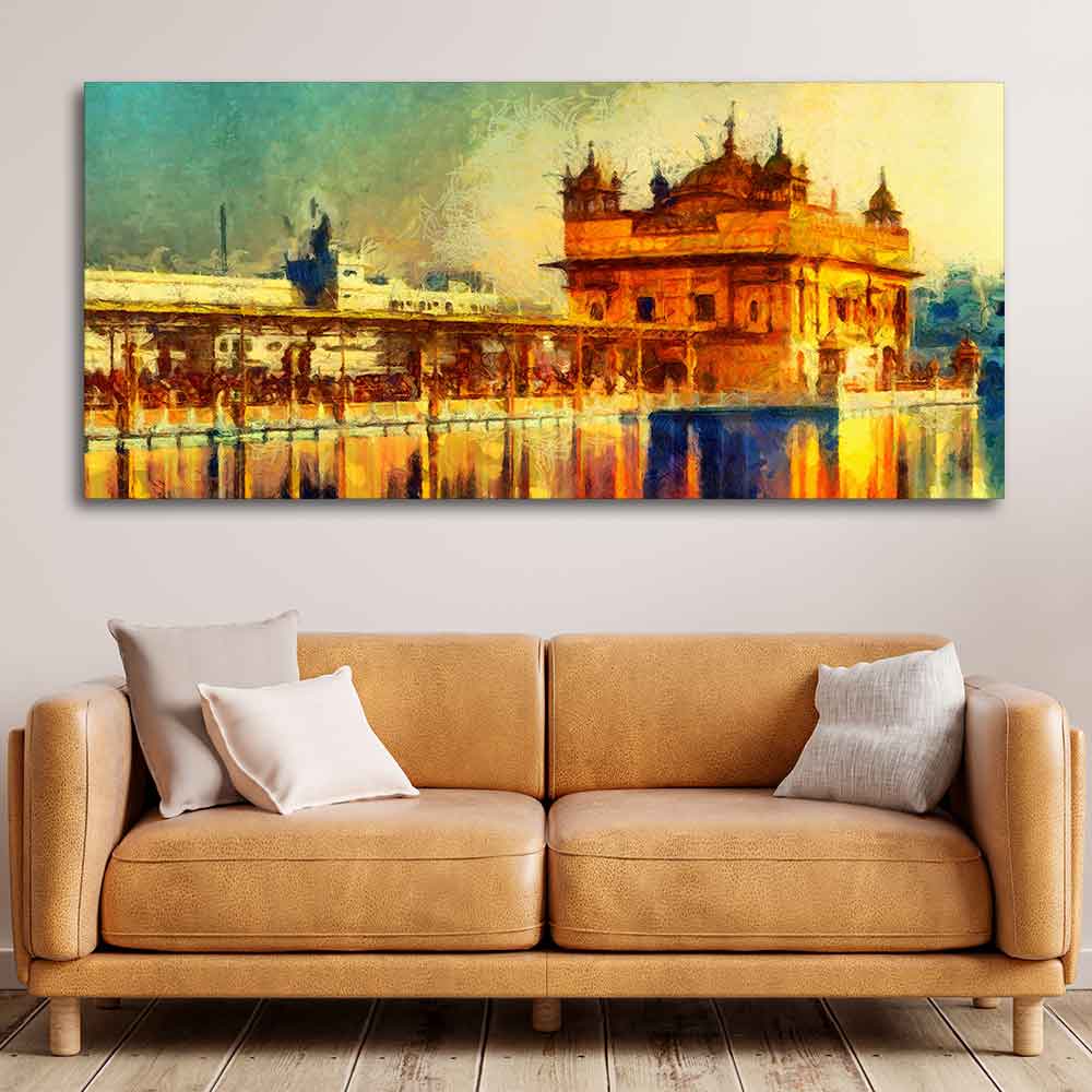 A Classic Canvas Wall Painting of Golden Temple