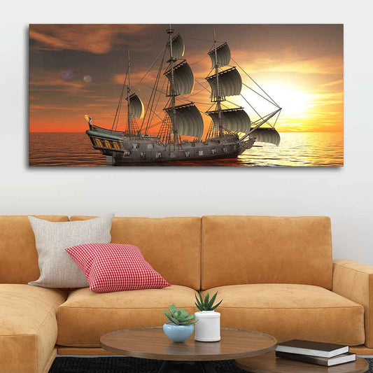 A Sailing Boat Premium Canvas Wall Painting