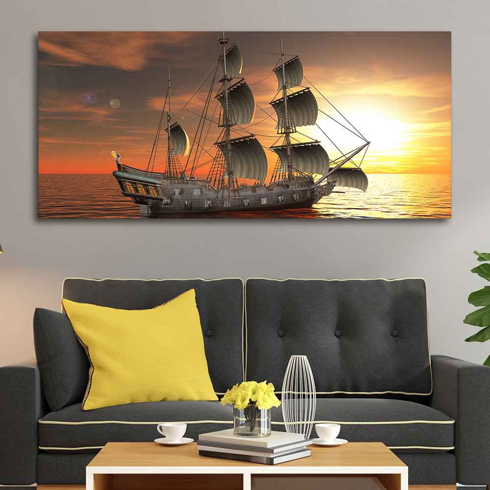 A Sailing Boat Premium Canvas Wall Painting