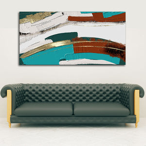 Abstract Golden and White Design Canvas Wall Painting