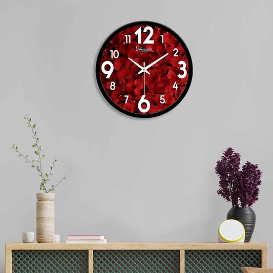 Abstract Red Leaf's Pattern Designer Wall Clock