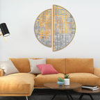 Abstract Retro Golden Art Semi Circle Frames Set Of 2