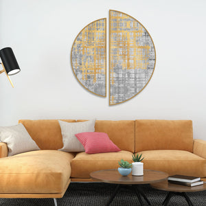 Abstract Retro Golden Art Semi Circle Frames Set Of 2