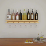 Aesthetic Backlit Look MDF Mini Bar Shelf in Light Oak Finish