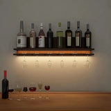 Aesthetic Backlit Look MDF Mini Bar Shelf in Walnut Finish