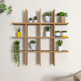 Aesthetic Block Designer Wall Shelf with Light Oak Finish