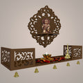  Pooja Mandir Design with Shelf, Brown Color