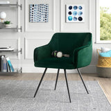 Aesthetic Green Plush Velvet Accent Chair